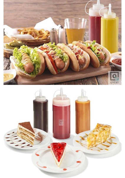 Lüx Chef Şişesi Kapaklı Salata Sosu 4 Adet 700 ml Zeytinyağı Ketçap Mayonez Sıkma Sosluk