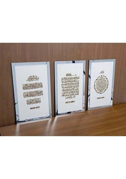 3lü Dua Seti (Bereket,ayetel Kürsi,nazar Duaları) Gümüş Pleksi - Salon Oturma Odası Için Dini Tablo fiyatları