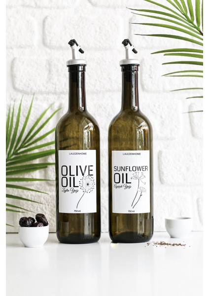 Yeşil renkli 750 ml sıvı yağdanlık, sızdırmaz ve damlatmaz, kullanışlı çift set