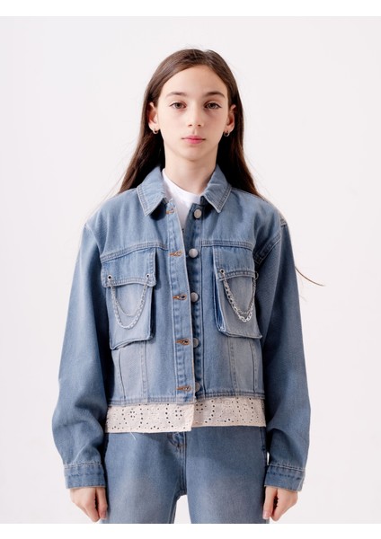 Kız Çocuk Fistolu Kot Ceket 1546