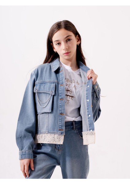 Kız Çocuk Fistolu Kot Ceket 1546 fiyatları