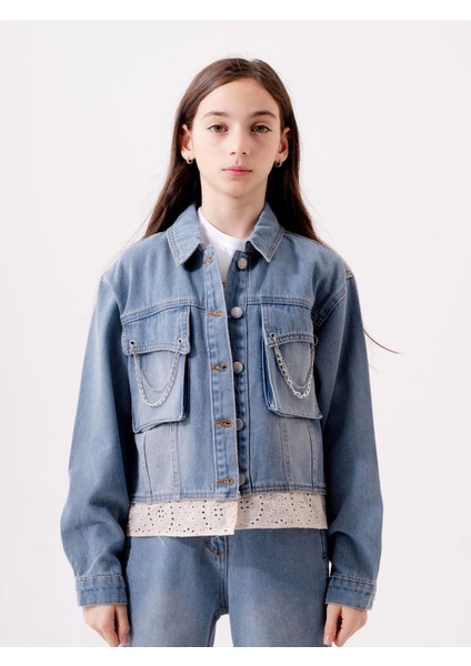 Kız Çocuk Fistolu Kot Ceket 1546 modelleri