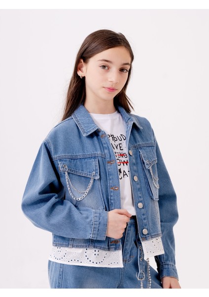 Kız Çocuk Fistolu Kot Ceket 1546