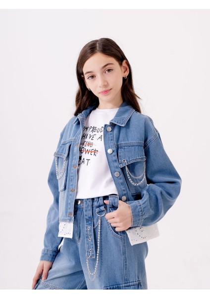 Kız Çocuk Fistolu Kot Ceket 1546 fiyatları