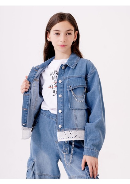 Kız Çocuk Fistolu Kot Ceket 1546 modelleri