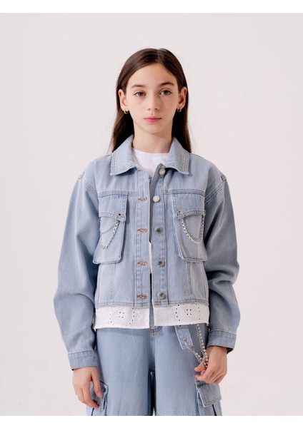 Kız Çocuk Fistolu Kot Ceket 1546