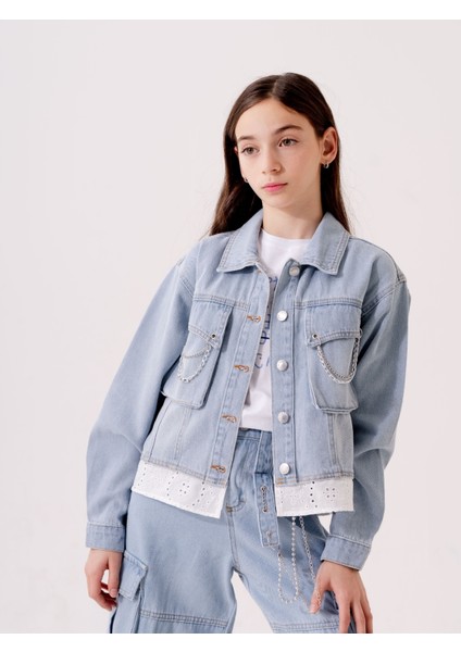 Kız Çocuk Fistolu Kot Ceket 1546 fiyatları