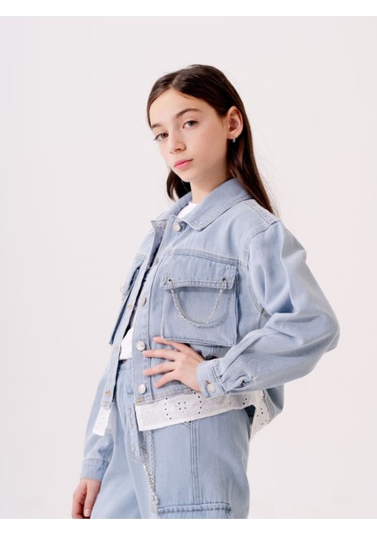 Kız Çocuk Fistolu Kot Ceket 1546 fırsatları