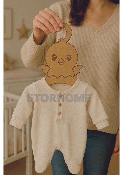 7'li Lazer Kesim Ahşap Civciv Figürlü Bebek Askılığı Bebek Odası Için Doğal, Sevimli ve Dayanıklı modelleri