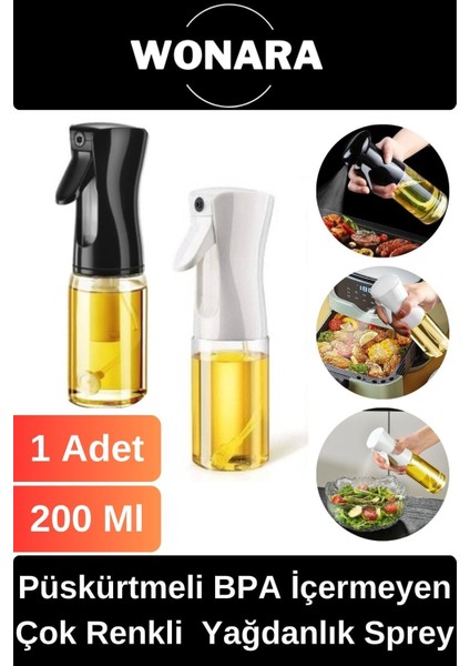 Çok Renkli Plastik Fan Başlıklı Cam Yağdanlık, 200 ml, BPA'sız, şık ve kullanışlı