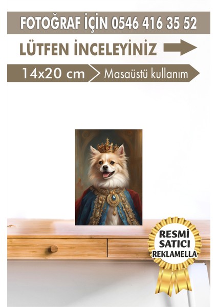 No:22 Kişiye Özel Tasarım Evcil Hayvan Tablosu Patili Hediyelik Kraliyet Kıyafetli Portresi