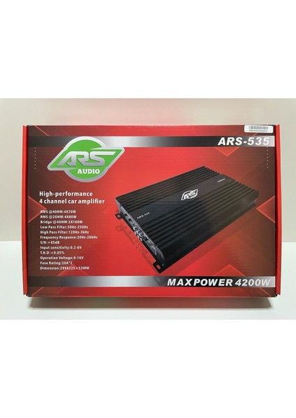 Ars Audio ARS-535 4 Kanal Amfi 4200 Watt Maximum Power 4 Ohm 4X70 Watt Rms indirimleri