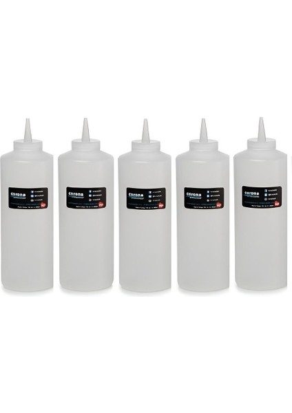 Şeffaf 950 ml Kapaklı Ketçap ve Mayonez Şişe 5'li Set, Turuncu renk