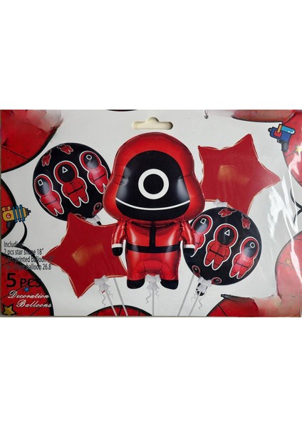 Squid Game Yuvarlak 5li Folyo Balon Seti