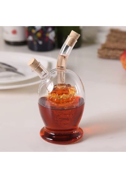 Çiftli Cam Yağ ve Sirke Şişesi Seti, Renkli, 400 ml, Pratik ve Şık Mutfak Aksesuarı