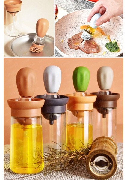 Hazneli Silikon Yağ Sos ve Yumurta Fırçası Yağ Fırçası Yağ Şişesi 180 ml