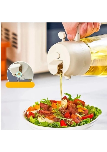 Cam Sprey Yağdanlık 450ml, Mutfak Düzenleyici, Püskürtmeli, Beyaz