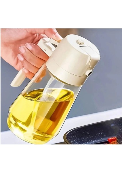 Cam Sprey Yağdanlık 450ml, Mutfak Düzenleyici, Püskürtmeli, Beyaz