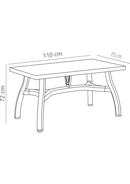 MT-GF240 Prima Roccia Plastik Dikdörtgen Bahçe Balkon Masa 70 x 110 cm