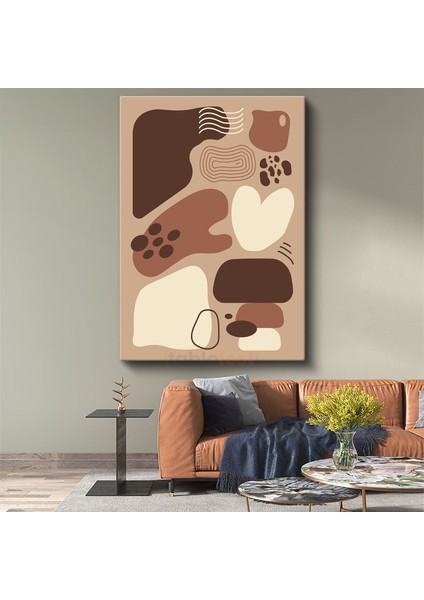 Organik Formlar - Kahverengi Tonlarda Minimalist Kompozisyon Kanvas Tablo