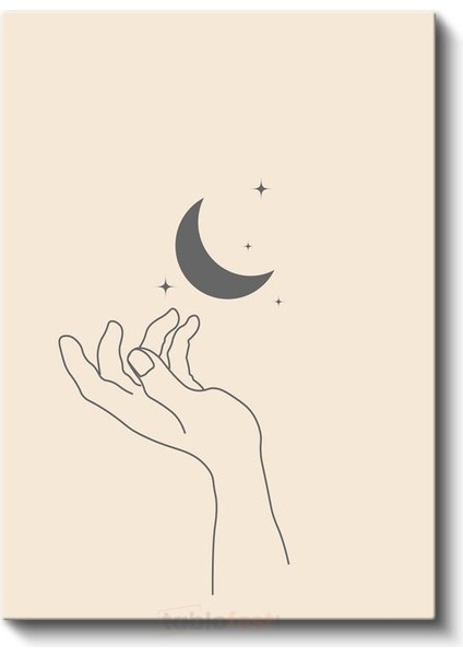 Ay Tutulumu - Minimalist El Çizimi Kanvas Tablo fiyatları