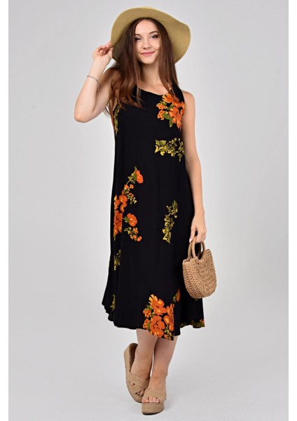 Yazlık Askılı Viskon Elbise 2691