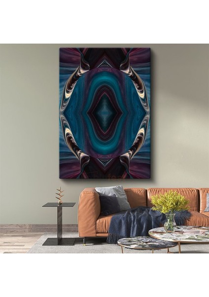 Mistik Simetri - Mavi Mor Kaleidoskop Deseni Kanvas Tablo