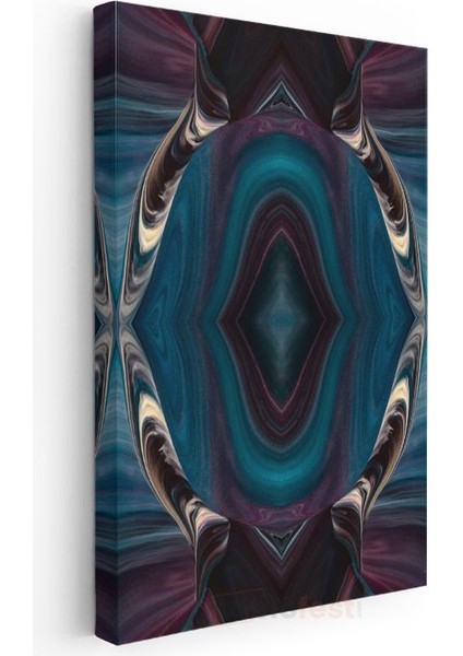 Mistik Simetri - Mavi Mor Kaleidoskop Deseni Kanvas Tablo