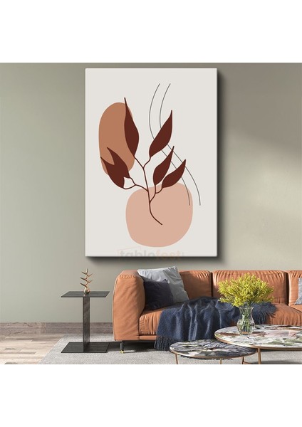 Botanik Harmoni - Minimalist Yaprak Desenleri Kanvas Tablo