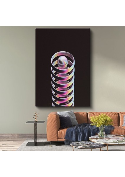 Holografik Spiral - Gökkuşağı Renkli 3D Geometrik Form Kanvas Tablo