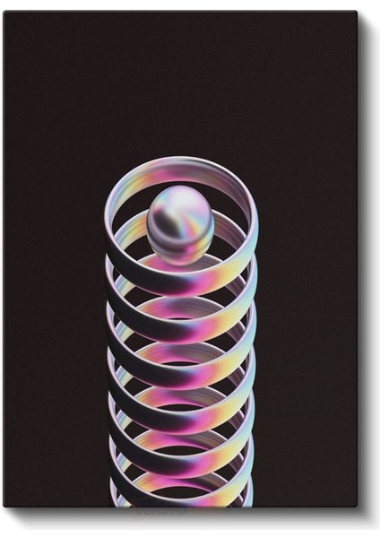 Holografik Spiral - Gökkuşağı Renkli 3D Geometrik Form Kanvas Tablo fiyatları
