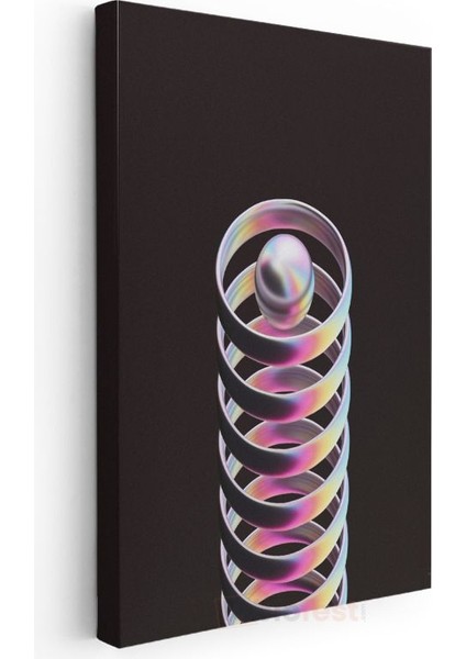 Holografik Spiral - Gökkuşağı Renkli 3D Geometrik Form Kanvas Tablo modelleri