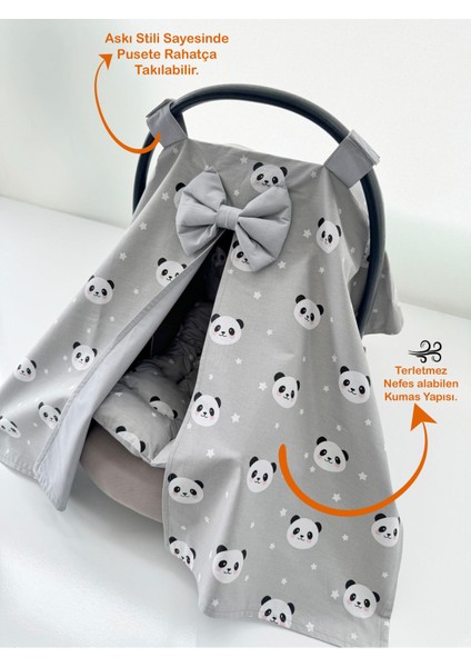 Gri Panda Tasarım Puset Örtüsü ve Puset Minderi 2'li Set fiyatları