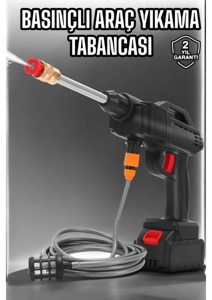Teknorod Şarjlı Oto Yıkama Tabancası Su Basınçlı Hazneli Bataryalı