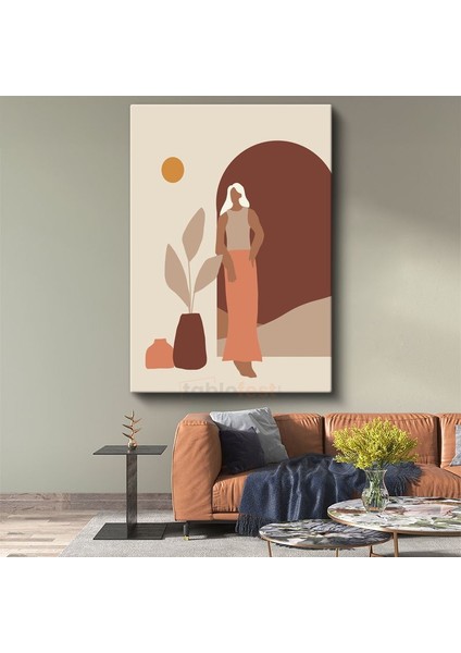 Minimalist Silüet - Toprak Tonları Geometrik Kompozisyon Kanvas Tablo