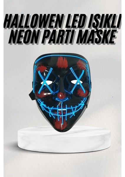LED Işıklı Neon Maske Cadılar Bayramı Maskesi Korkunç Korku Maskesi