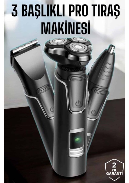 Teknorod Yüksek Performanslı 3 Başlıklı Profesyonel Tıraş Makinesi