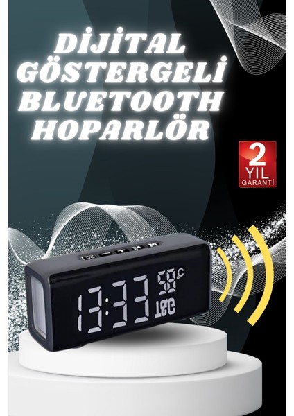 Teknorod Dijital Göstergeli Bluetooth Hoparlör Speaker Taşınabilir Kancalı Saat Göstergeli