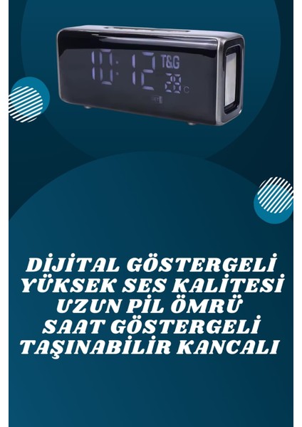 Teknorod Dijital Göstergeli Bluetooth Hoparlör Speaker Taşınabilir Kancalı Saat Göstergeli fırsatları