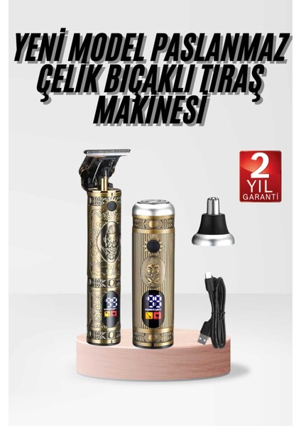 Profesyonel Saç Sakal Vücut Kulak ve Burun Tıraş Makinesi 3 Başlıklı