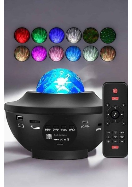 Teknorod Çocuklara Özel Şarjlı Bluetooth Hoparlör Parti LED Lambası Yıldızlı Projeksiyon