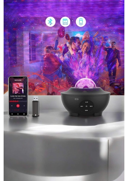 Teknorod Çocuklara Özel Şarjlı Bluetooth Hoparlör Parti LED Lambası Yıldızlı Projeksiyon