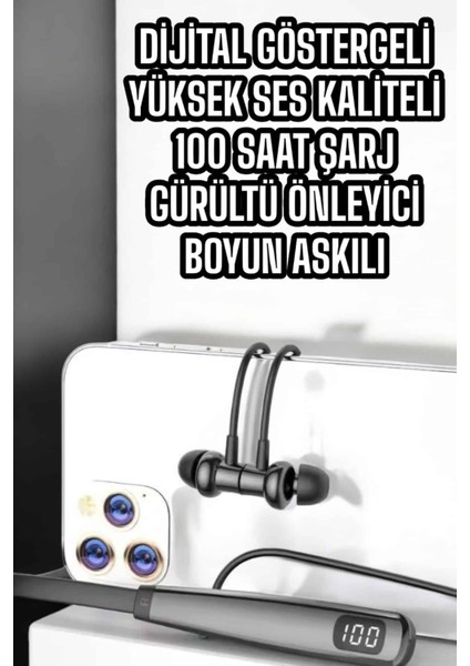 Teknorod Boyun Askılı Bluetooth Kulaklık Uzun Şarj Süreli Dijital Göstergeli Kablolu modelleri