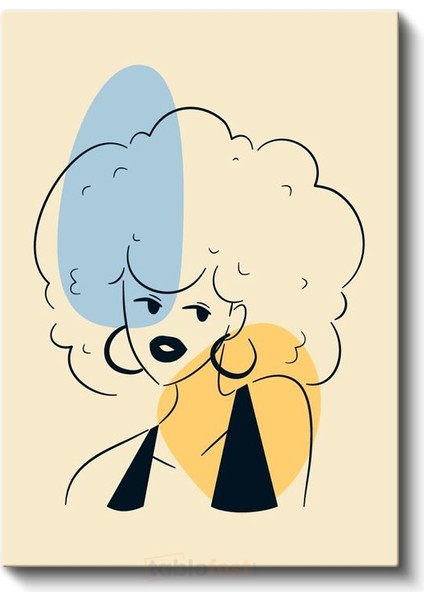 Pop Art Etkisi - Mavi Tonlarda Soyut Kadın Portresi Kanvas Tablo fiyatları