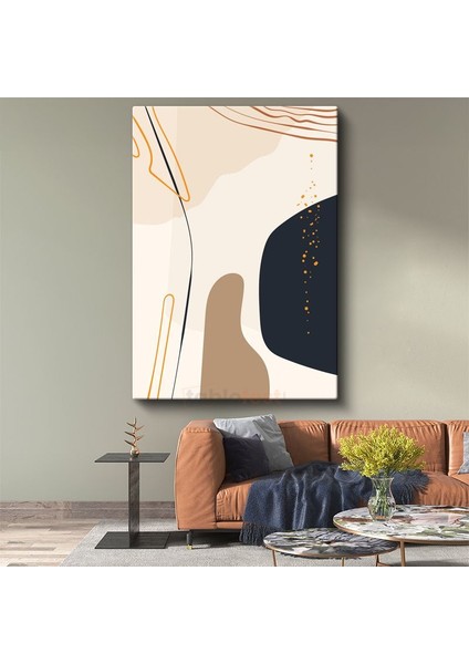 Akışkan Çizgiler - Kontrast Renkli Soyut Şekiller Minimalist Kanvas Tablo