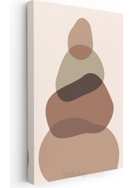 Organik Denge - Kahverengi Minimalist Formlar Kanvas Tablo modelleri