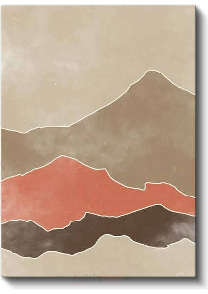 Soyut Silüetler - Toprak Tonlarında Katmanlı Dağ Kanvas Tablo fiyatları