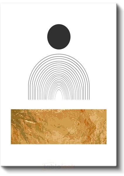 Geometrik Denge - Siyah ve Altın Kontrast Kanvas Tablo
