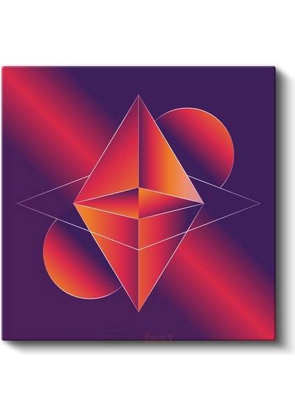 Geometrik Kristal - Futuristik Üçgen ve Daireler Kanvas Tablo