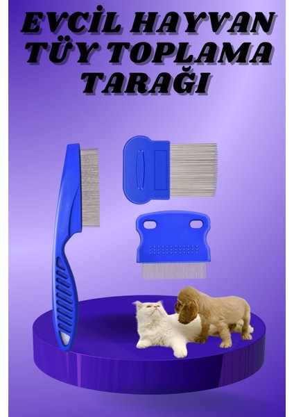 Teknorod Kedi Köpek Tüy Bit Pire Toplayıcı Toplama Temizleme Tarağı Tarak Seti 4'Lü Set